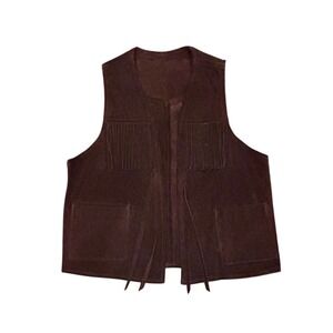 Vintage Irvin Foster Genuine Horsehide Leather Western Brown Vest Size Small